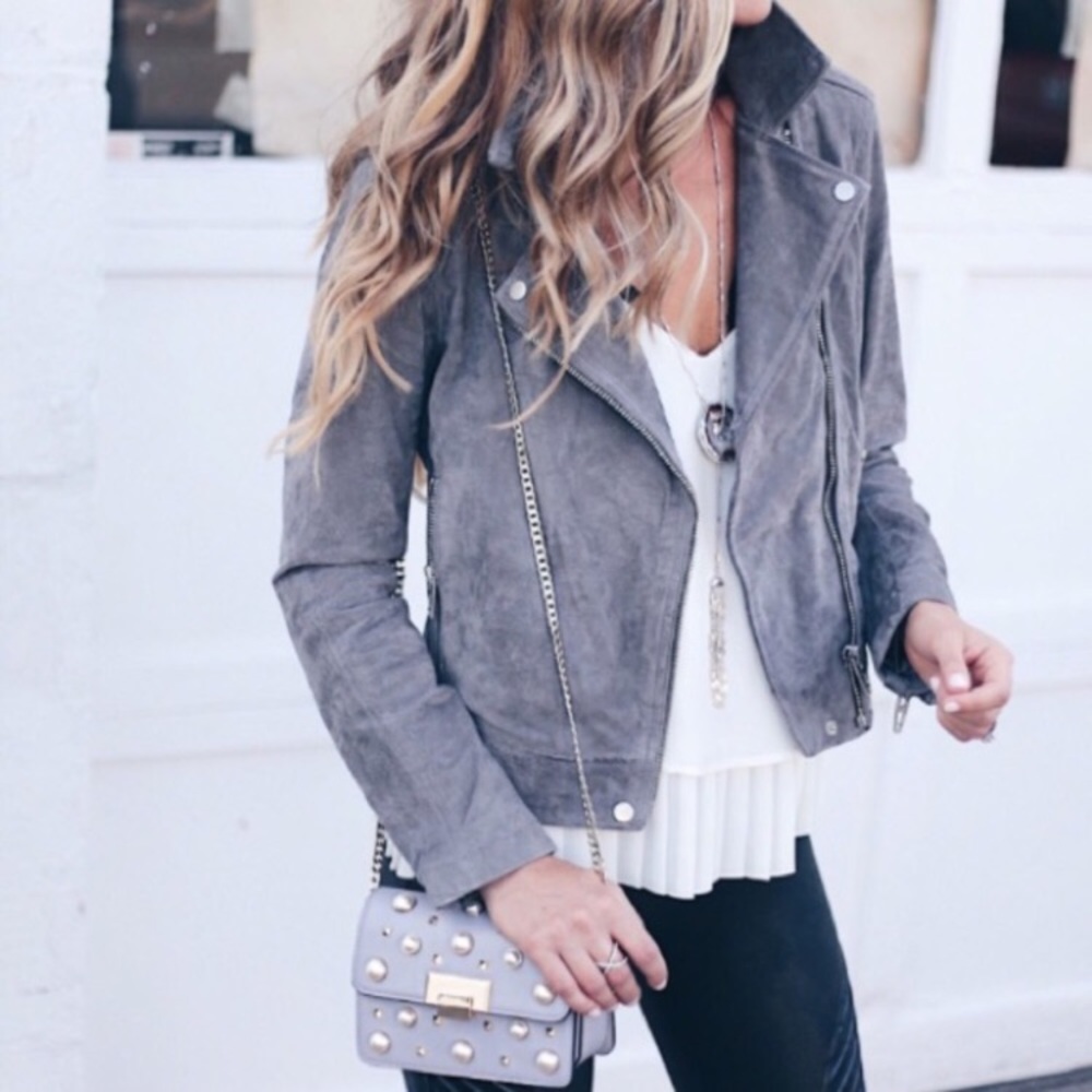 Grey Suede Moto Jacket NWT